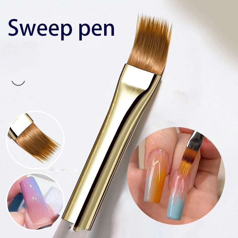 Nail Art Brush Set – Liner, Flat Gel & Plaid Manicure Tools Nail Art Brush Set PRIMED 1Pc Sweep Pen