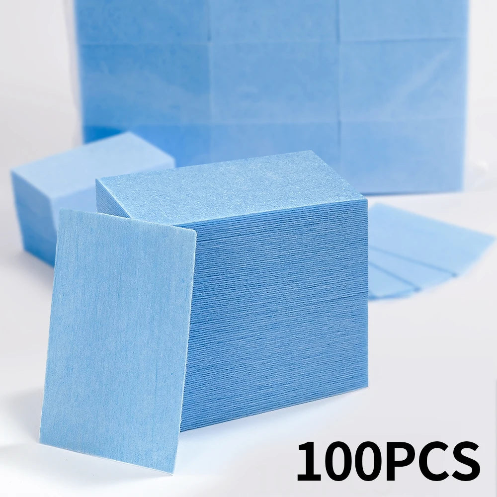 100Pcs Lint-Free Nail Wipes for UV Gel Polish Removal – 5 Colors