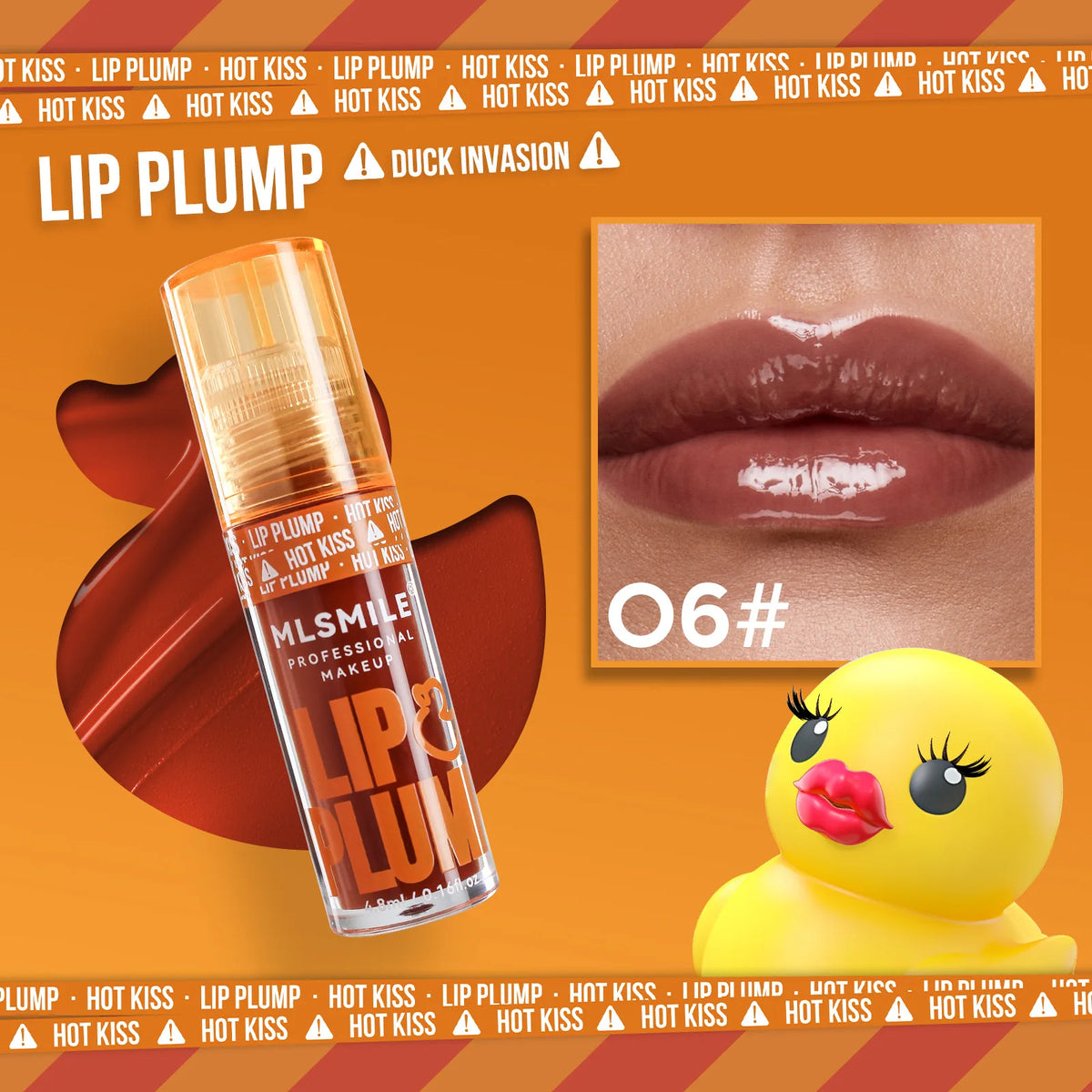 MLSMILE Mirror Lip Gloss Plumping Oil – Duck Design 4.8ml Lip Gloss Oil PRIMED 06