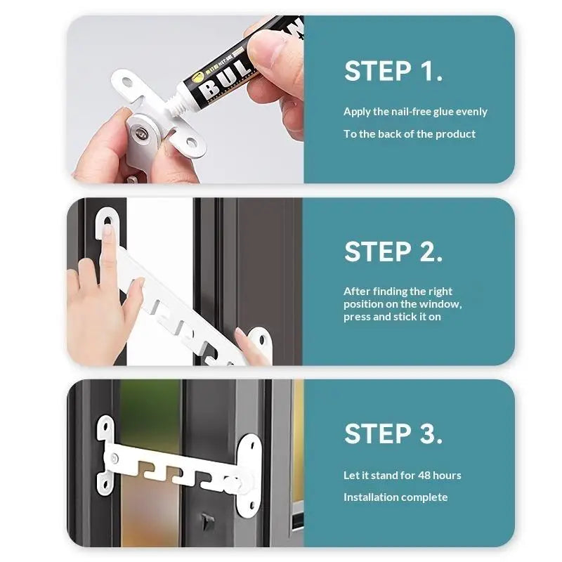 Adjustable Window Stopper Lock – Casement Sash Latch Window Safety Lock PRIMED