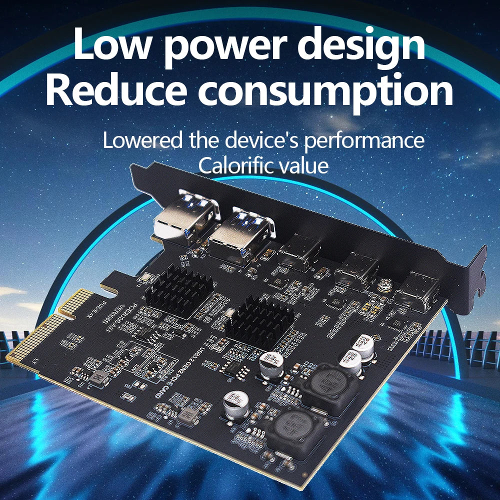 TISHRIC 10Gbps PCIe USB 3.2 Type-C Expansion Card 1–5 Port PCIe USB Expansion Card PRIMED