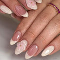 Aurora French Almond Press-On Nails 24pc – Long False Nail Tips