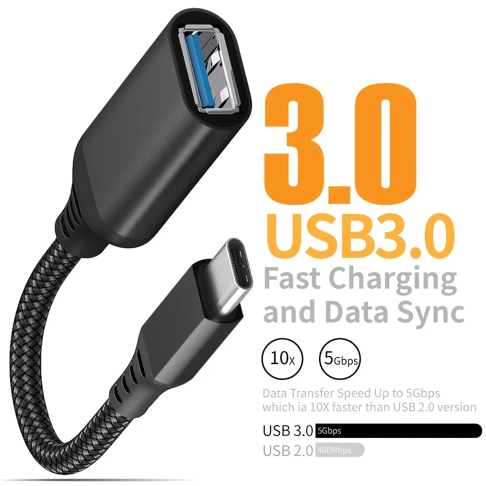 USB-C to USB 3.0 OTG Adapter Cable – Male to Female, 0.2m USB-C OTG Adapter PRIMED