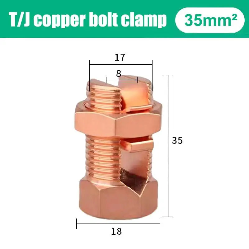 TJ Series Copper Split Bolt Connector 10–70mm² Wire Clamp