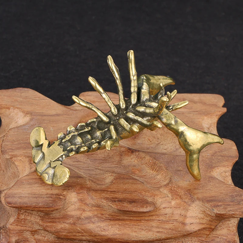 Solid Brass Crayfish Figurine | Vintage Lobster Desk Ornament Brass Figurine PRIMED