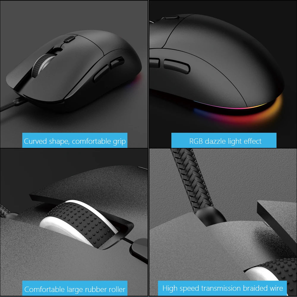 MissionFit 6-Button USB Wired Mouse | Ergonomic, DPI Adjust Wired Computer Mouse PRIMED