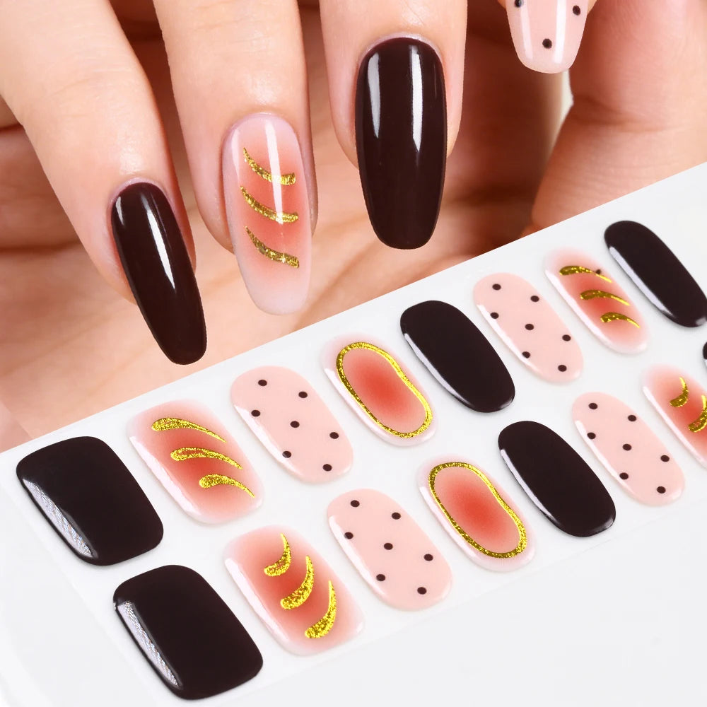 Semi-Cured UV Gel Nail Stickers – French Full Cover Waterproof