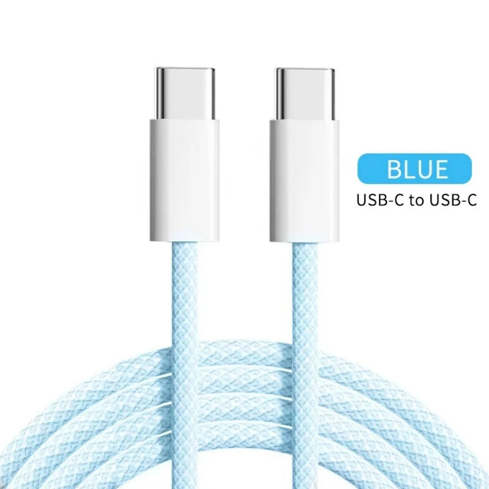 USB-C to USB-C PD 60W Fast Charging Braided Cable 1M/2M USB-C Charging Cable PRIMED Blue 1.5m