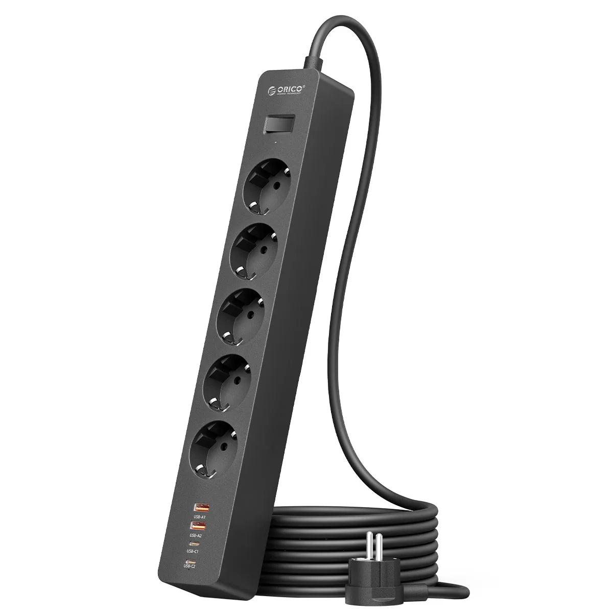 ORICO EU Power Strip 5 Outlets PD 20W USB-C Fast Charger 3M Cord Power Strip Charger PRIMED 3M 5A2U2C Black China Mainland EU Plug