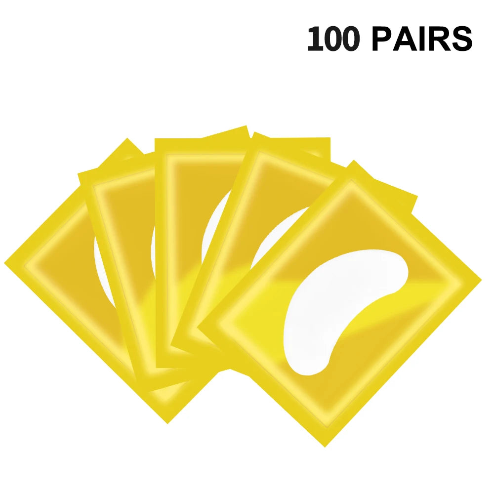 100 Pairs Hydrogel Under Eye Pads for Eyelash Extensions Eyelash Extension Pads PRIMED PT-100pcs Yellow