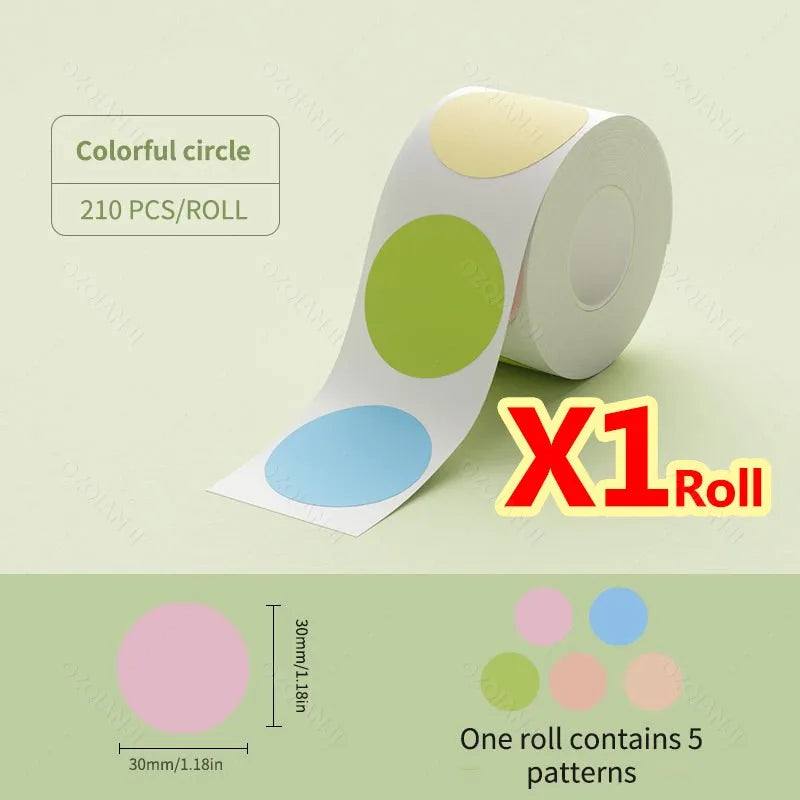 Niimbot Thermal Label Rolls – White, Color & Transparent Stickers Thermal Label Rolls PRIMED Color Circle 30x30mm