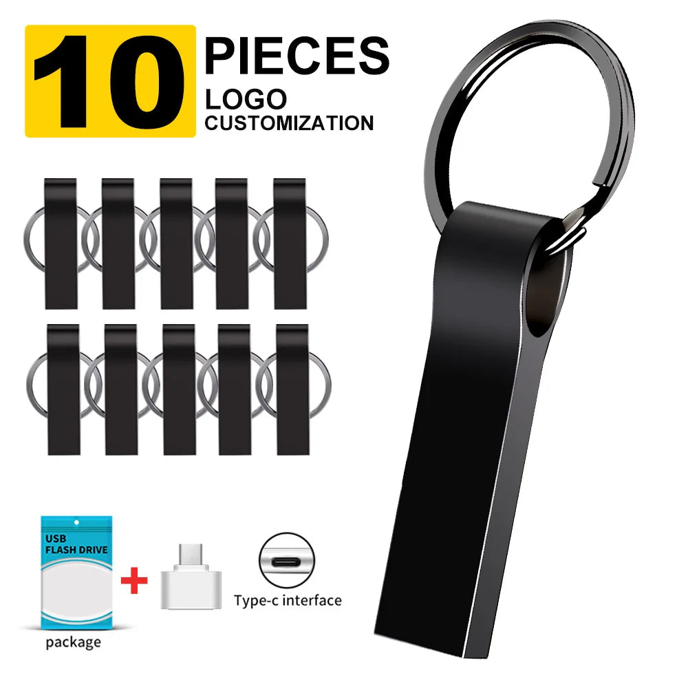 Zsuit 10-Pack Metal USB Flash Drives 3.0 | Custom Logo | 16–128GB