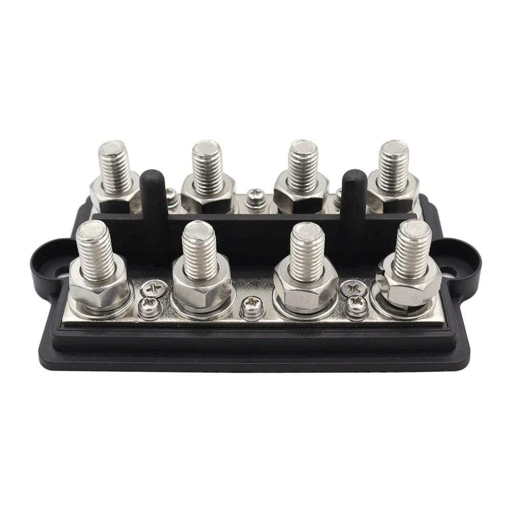M8/M10 4-Way Double Row Bus Bar Terminal Block | RV Marine Bus Bar Terminal Block PRIMED