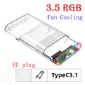 TISHRIC RGB Transparent HDD Enclosure 3.5" 2.5" USB-C + Fan HDD Enclosure PRIMED EU Plug China Mainland