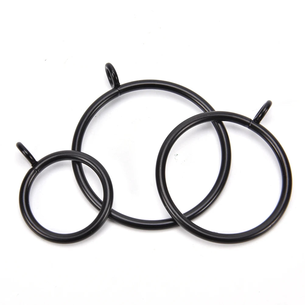 10-Pack Black Metal Curtain Rings – 25 to 55mm | Smooth Glide