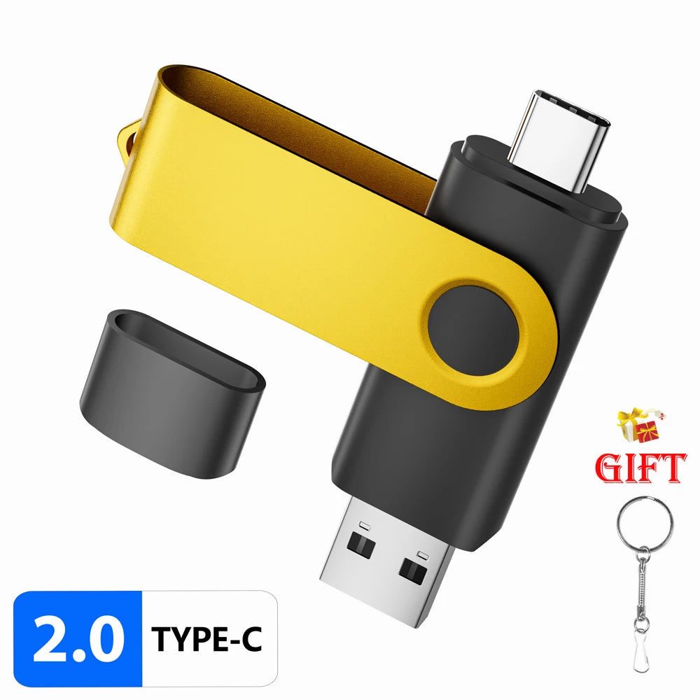 USB & Type-C 2-in-1 Flash Drive 4GB–128GB | Keychain Pendrive