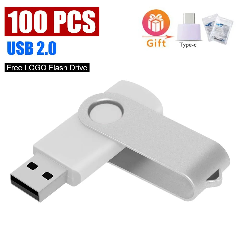 100-Pack Custom Logo USB Flash Drives 256MB–64GB | Bulk Gift USB Flash Drive PRIMED 1GB White China Mainland