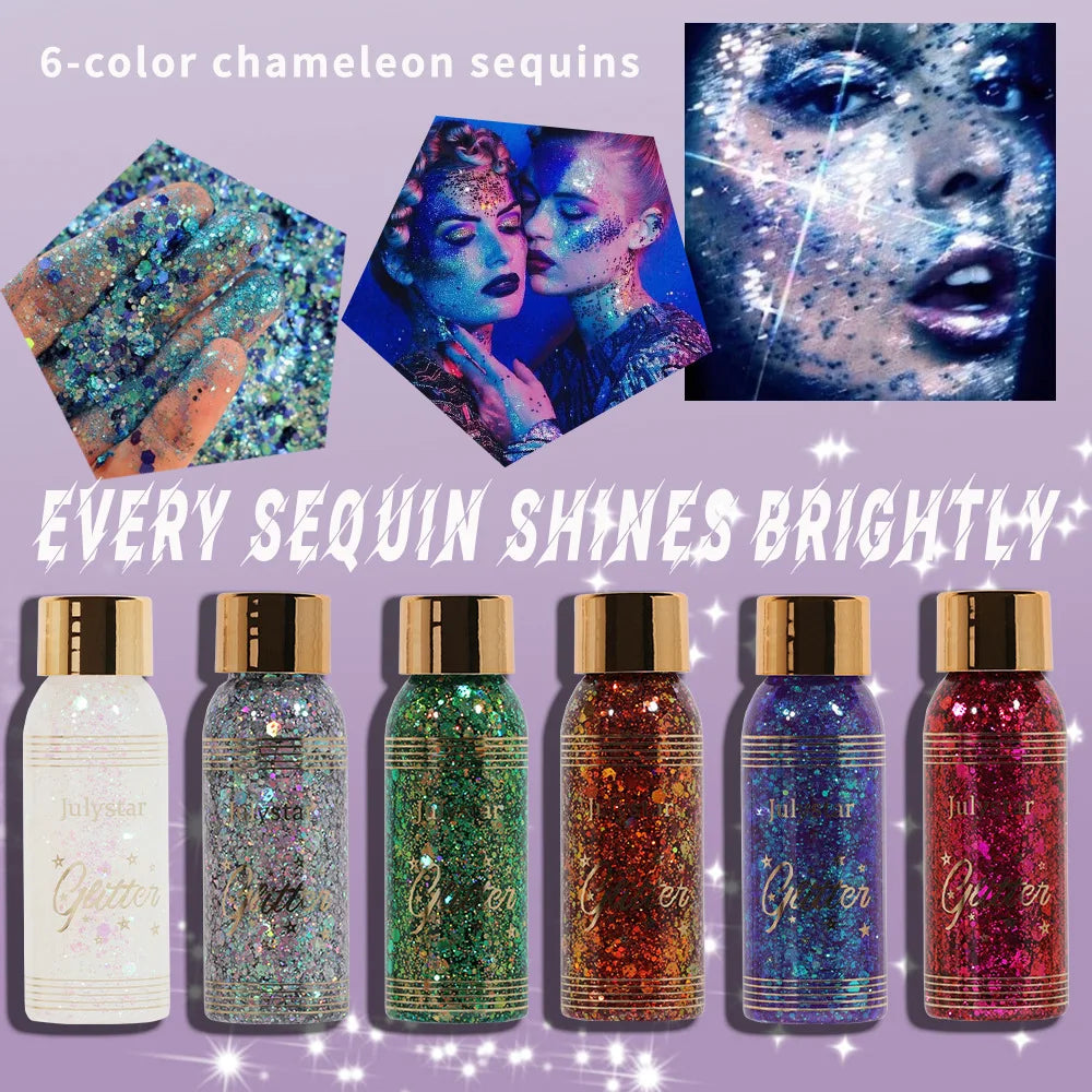 Waterproof Glitter Body Gel – Face, Eye & Nail Art Makeup
