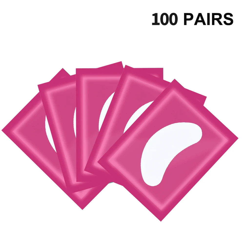 100 Pairs Hydrogel Under Eye Pads for Eyelash Extensions Eyelash Extension Pads PRIMED PT-100pcs Rose Red