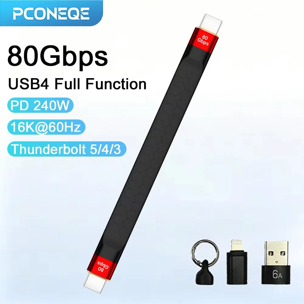 USB4 80Gbps USB-C Cable 240W Fast Charging 16K Thunderbolt 5/4/3 USB-C Cable PRIMED