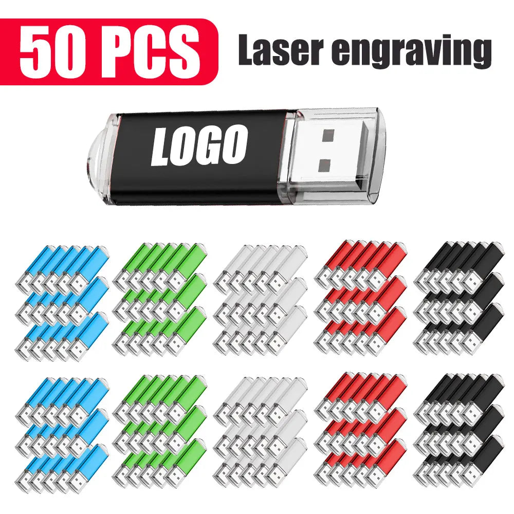 50-Pack Custom Logo Metal USB 2.0 Flash Drives 4GB–64GB USB Flash Drives PRIMED