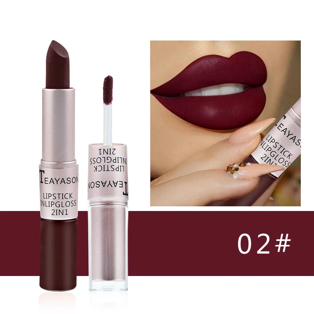 TEAYASON 2-in-1 Matte Liquid Lipstick & Lip Gloss – 12 Colors