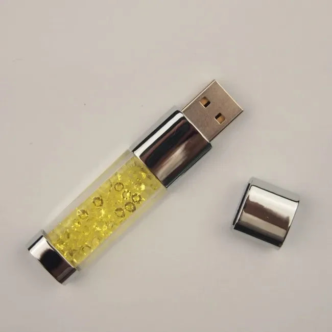 Crystal LED USB Flash Drive 2.0 | 128MB to 64GB Memory Stick USB Flash Drive PRIMED 8 GB Yellow