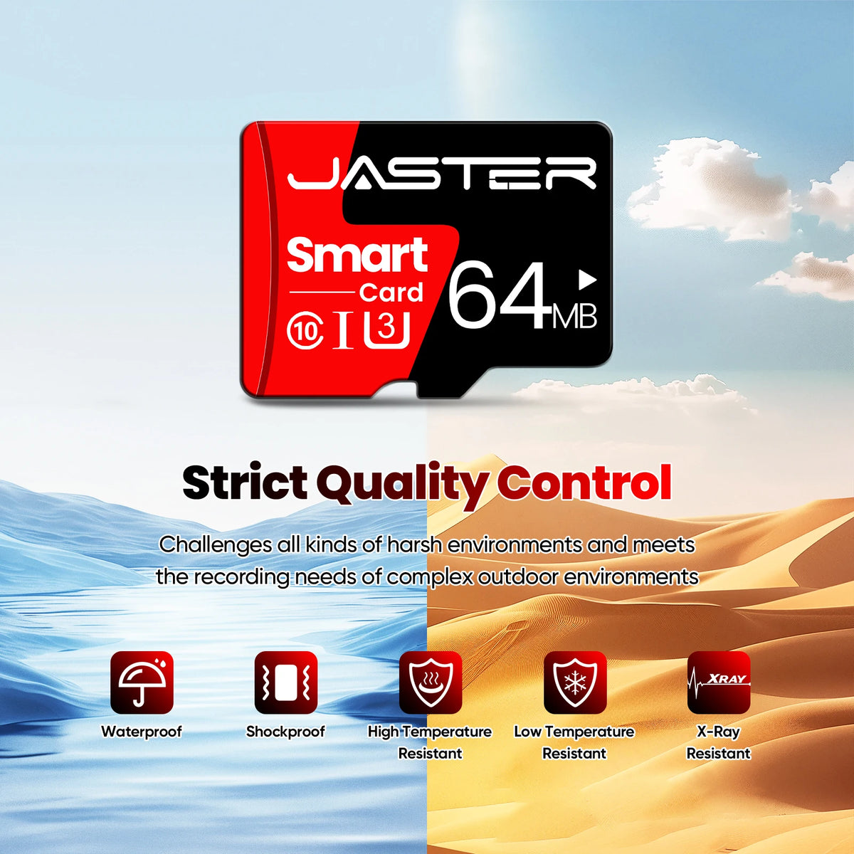 JASTER Class 10 SD Card U3 V30 A1 SDXC Memory Card SD Memory Card PRIMED