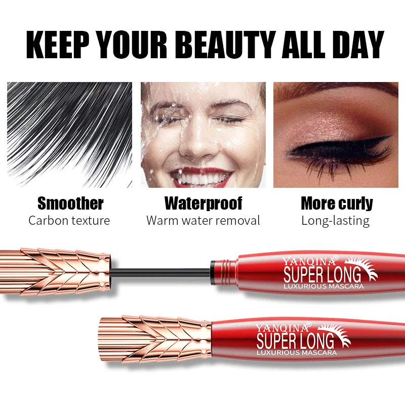 YANQINA 4D Silk Fiber Mascara – Waterproof, Volumizing & Lengthening