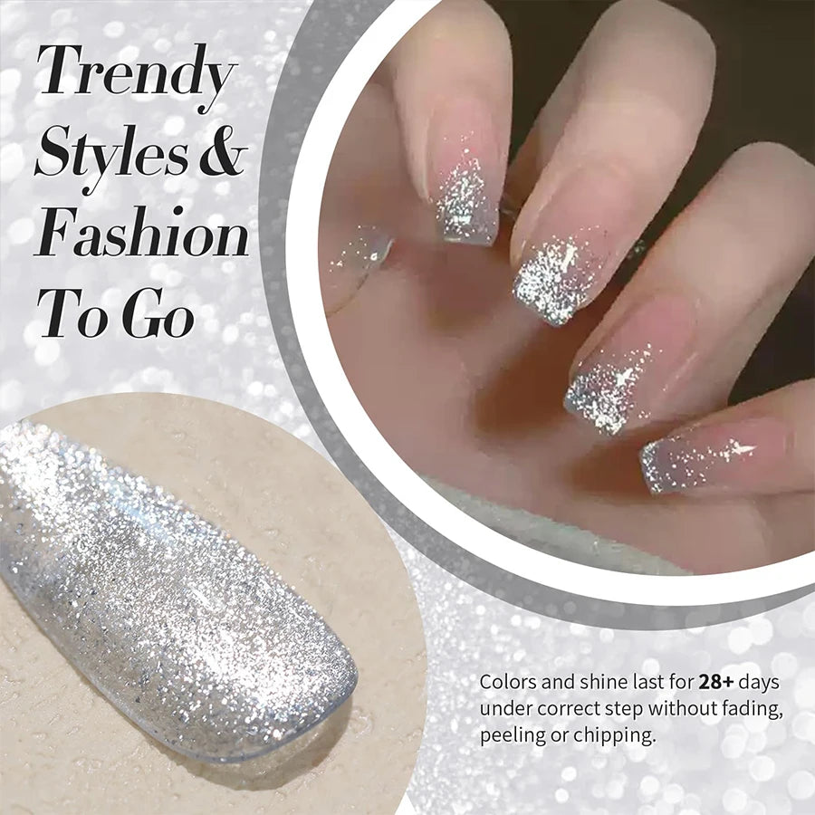 Cat Eye Magnetic Gel Nail Polish 10ml – Silver Glitter UV