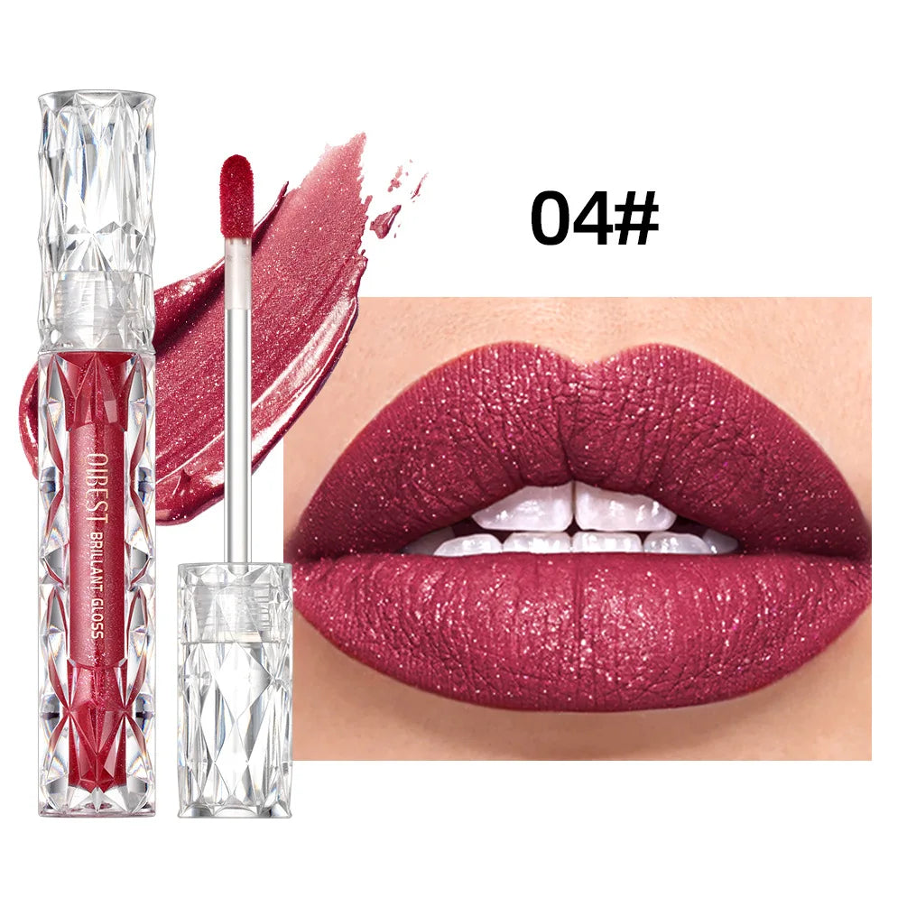 QiBest Diamond Shimmer Lip Gloss – 10 Colors, Waterproof