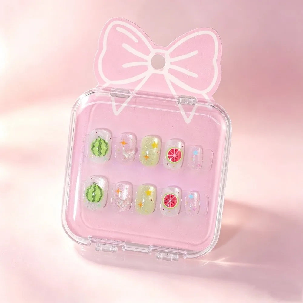 Kids Cat's Eye Press On Nails – Cute Detachable 10pc Set
