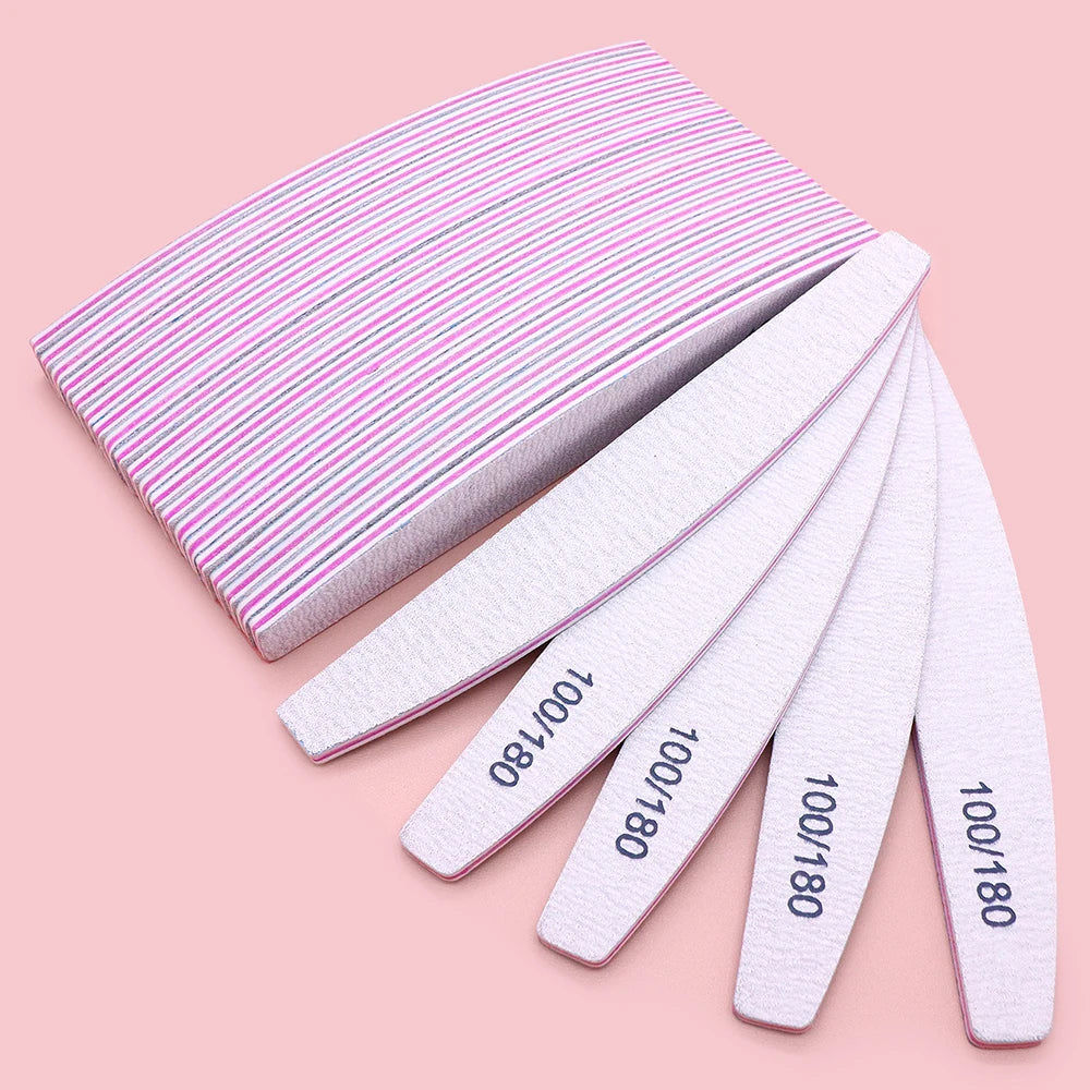 JEARLYU Nail Files 10/5 Pcs | 100/180 Grit Manicure Buffer Nail File Set PRIMED