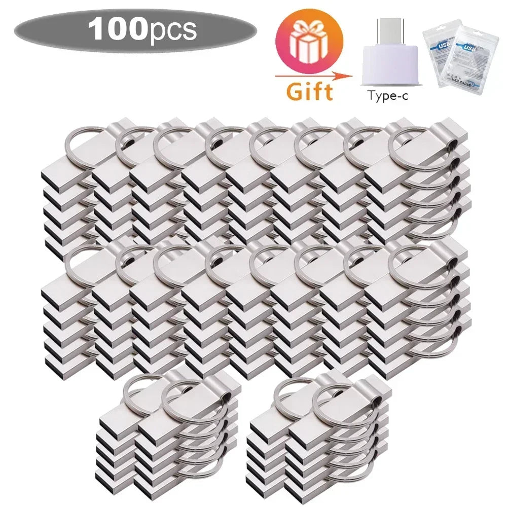 100-Pack Custom Logo USB Flash Drives 8GB–128GB Metal Bulk USB Flash Drive PRIMED 128M Style 7