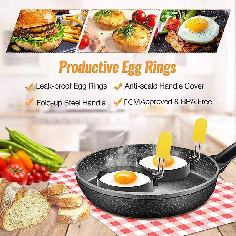 4-Pack Stainless Steel Egg Rings – Round Fried Egg Molds Egg Cooking Rings PRIMED