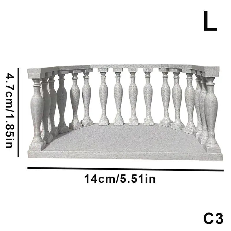 Miniature Dollhouse Balcony with Railing – European Style DIY Dollhouse Accessory PRIMED C3