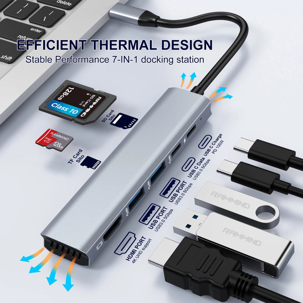 USB-C Hub 4K HDMI Adapter | USB 3.0 & PD Docking Station USB-C Docking Hub PRIMED