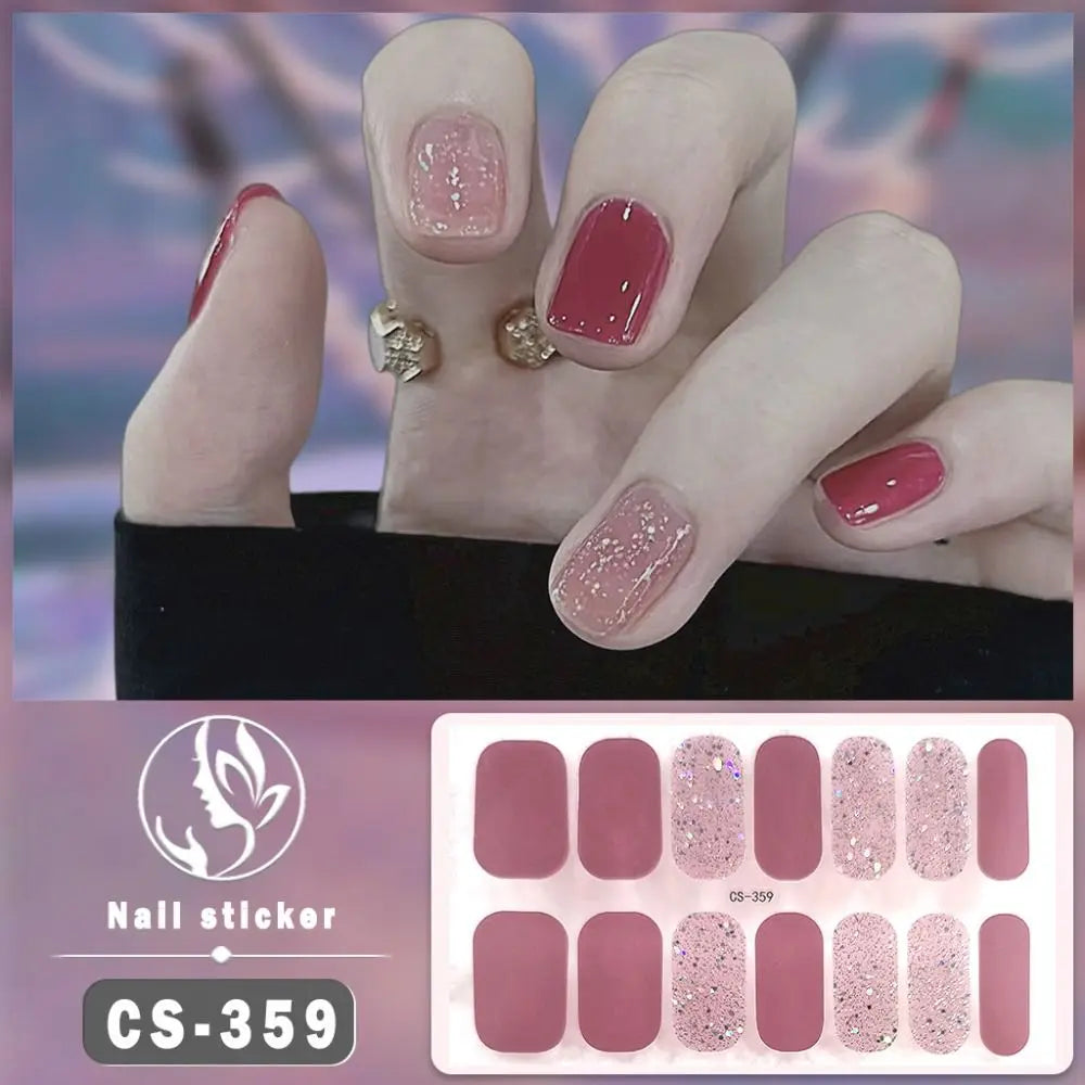 Waterproof Foil Gel Nail Stickers – 14 Tips Full Nail Wraps