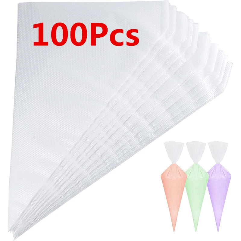100 Pcs Disposable Anti-Burst Piping Bags for Icing & Baking