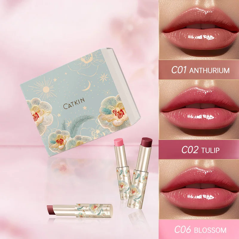CATKIN 3PCS Glossy Lip Balm Set | Mirror Shine 12H Hydrating Lip Balm Set PRIMED