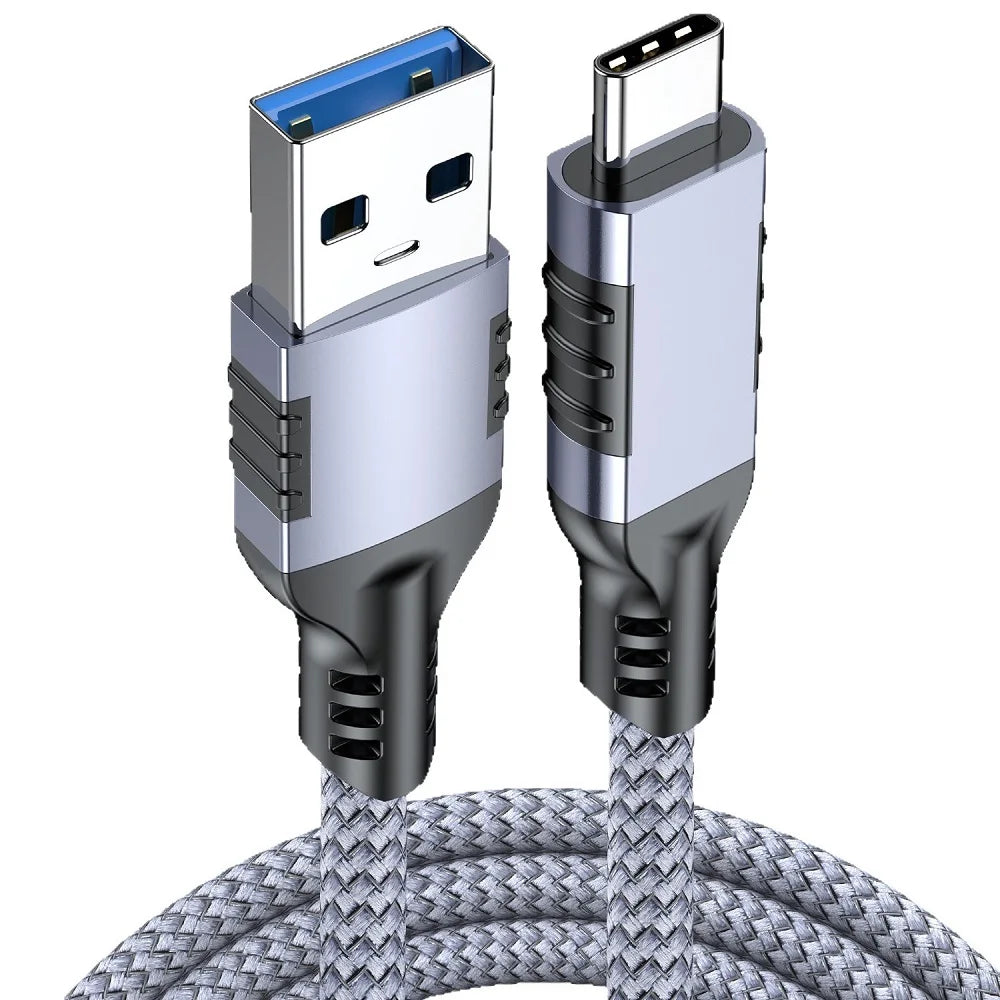 Hannord USB-A to USB-C Cable 10Gbps 60W Fast Charging USB-C Cable PRIMED Blue Gray 0.5m