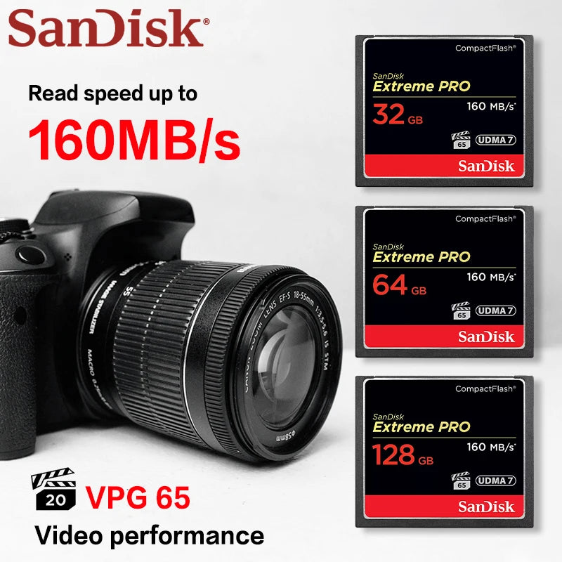 SanDisk Extreme PRO CF Card 64GB/128GB – Up to 160MB/s CompactFlash Memory Card PRIMED