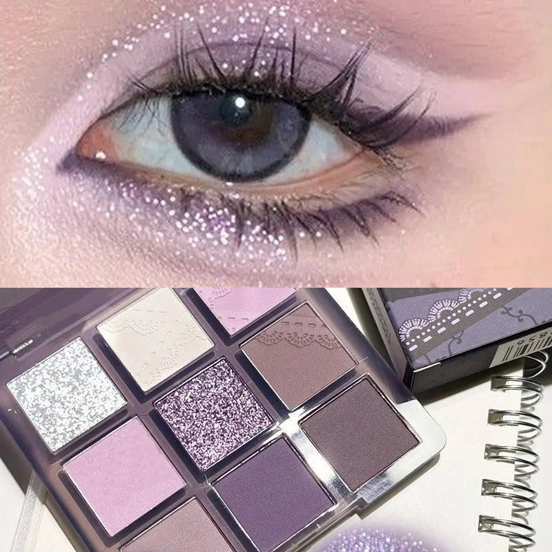 Purple Lavender 9-Color Glitter Eyeshadow Palette | Shimmer & Matte Eyeshadow Palette PRIMED