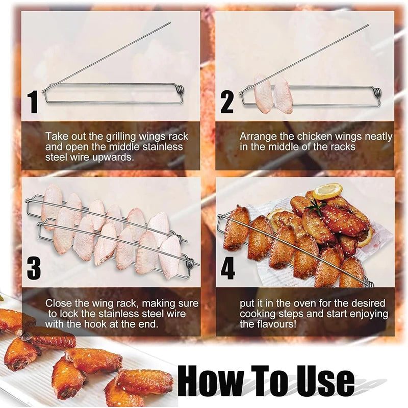 Stainless Steel Chicken Wing Rack for BBQ Grilling | LMETJMA BBQ Grilling Rack PRIMED
