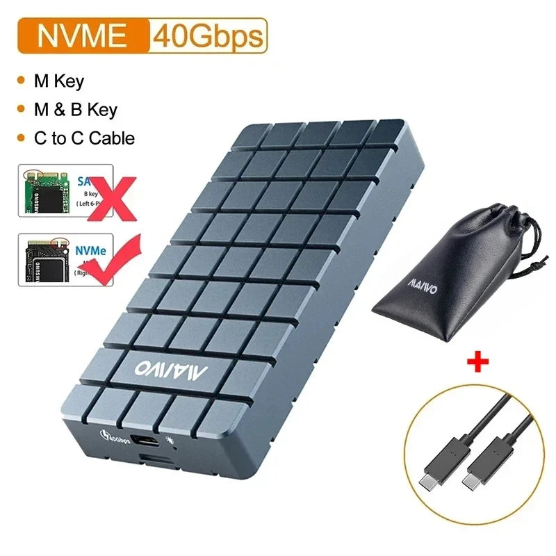 MAIWO USB4 NVMe SSD Enclosure 40Gbps Thunderbolt 3/4 – 8TB NVMe SSD Enclosure PRIMED Grey bag China Mainland