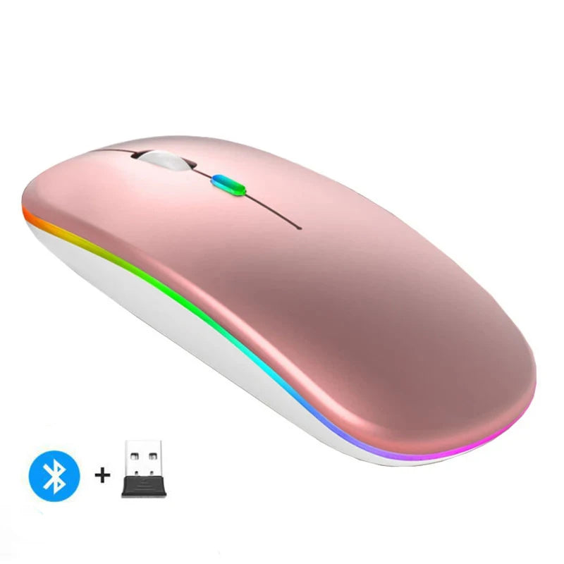 Wireless Bluetooth RGB Mouse – Silent, Rechargeable, LED Backlit Wireless Gaming Mouse PRIMED LED-Rose A