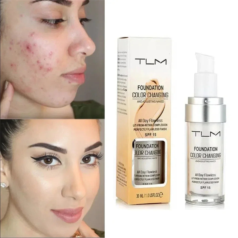 TLM Color Changing Liquid Foundation 30ml – Full Cover Matte Liquid Foundation PRIMED