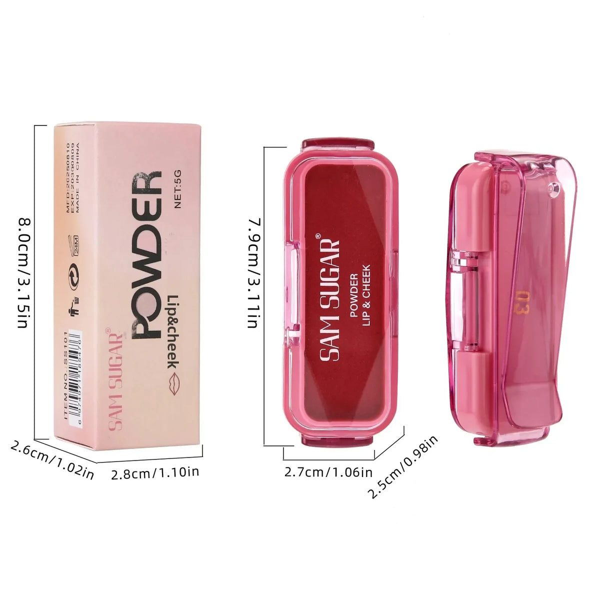 SAM SUGAR Matte Blush Cream – Multi-Use Lips, Face & Cheeks Cream Blush Stick PRIMED