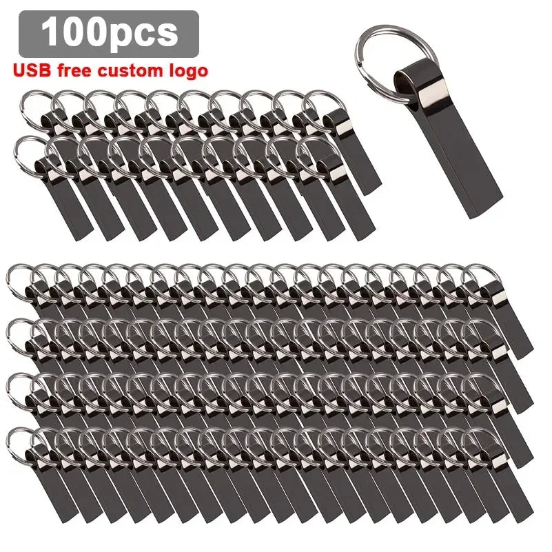 100-Pack Custom Logo USB Flash Drives 8GB–128GB Metal Bulk USB Flash Drive PRIMED