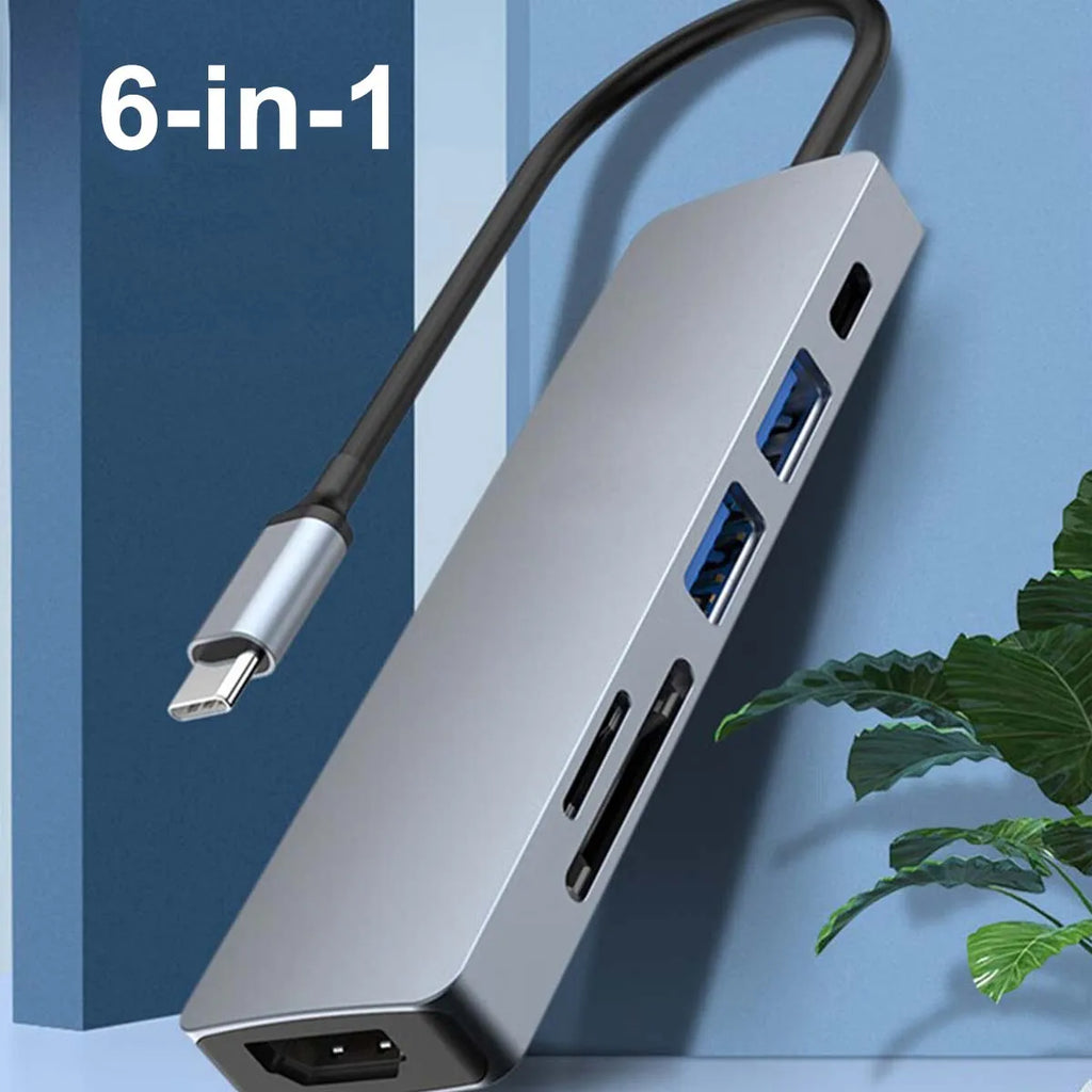 6-in-1 USB-C Hub | 4K HDMI, PD Charging & SD Card Reader USB-C Multiport Hub PRIMED